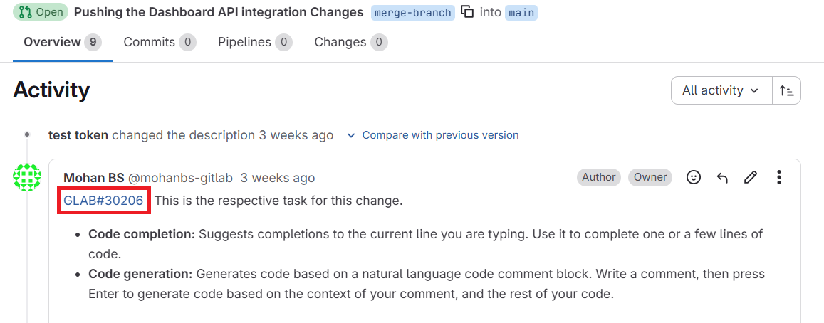 GLAB keyword converted to clickable link